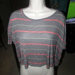LINA GRAY MULTICOLORED STRIPED CROP TOP SIZE LARGE